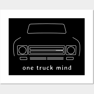 International Harvester Scout "one truck mind" white outline graphic Posters and Art